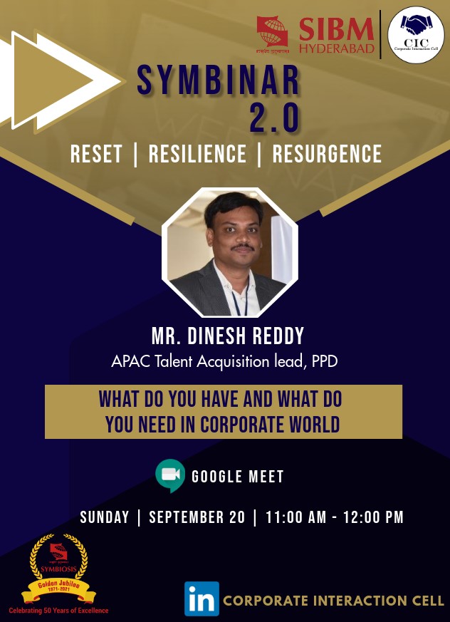 Symbinar 2.0 Series - Mr. Dinesh Reddy